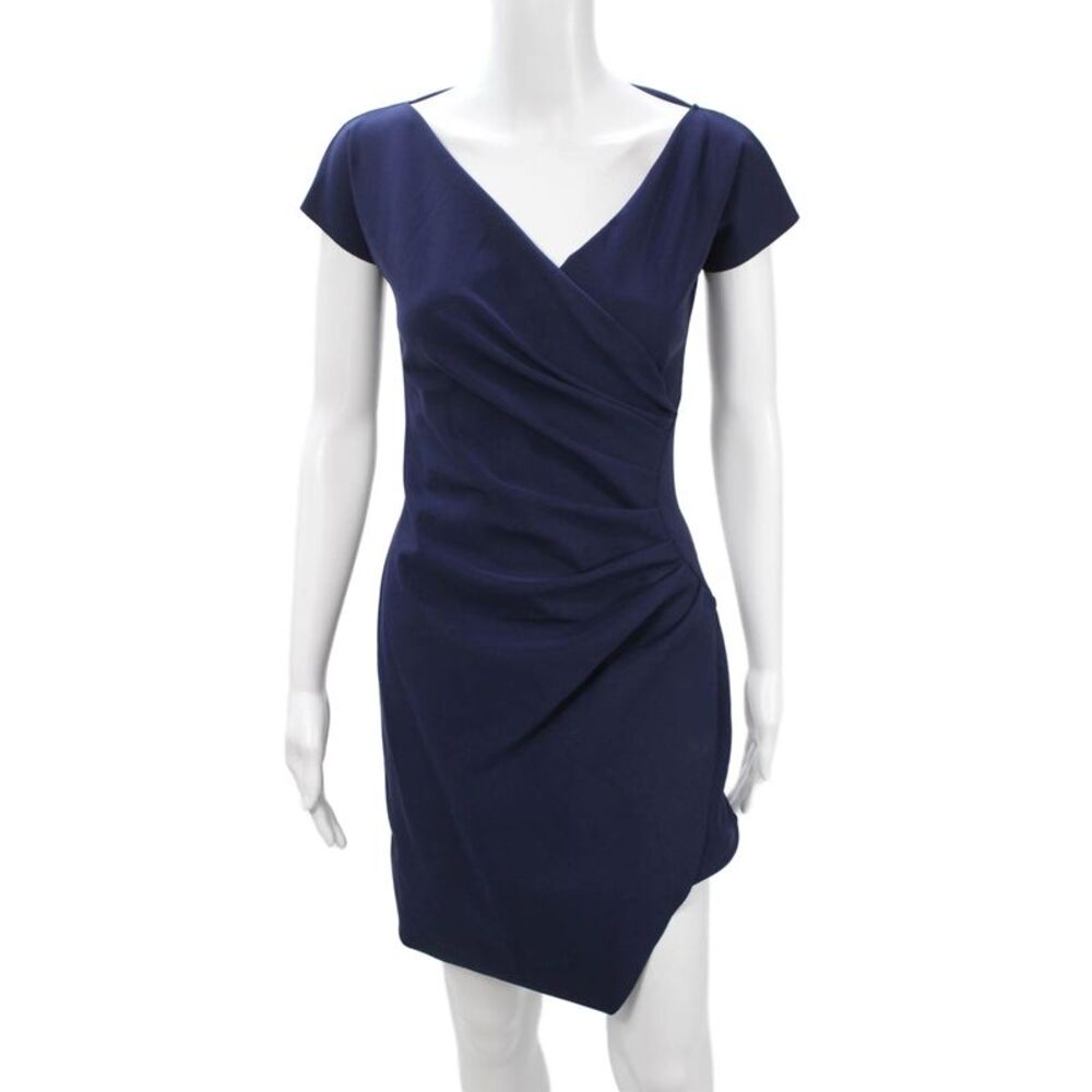 La Petite Robe di Chiara Boni Women Sheath Wrap Dress Dark Blue Size 42